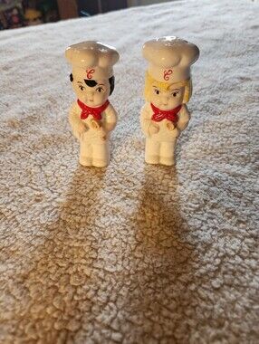 Vintage Campbell Chef Salt and Pepper Shakers - White with Red Accents